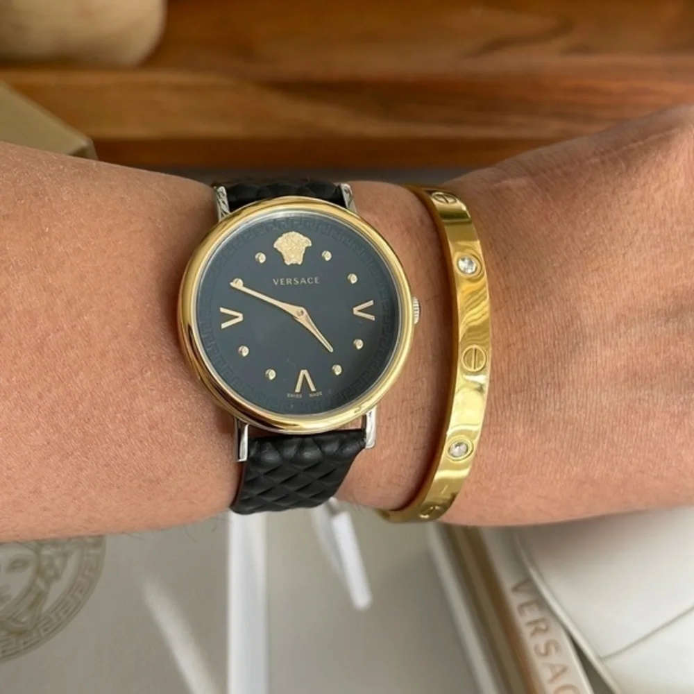 Versace 2-Hand Quartz Leather Strap Watch, 36mm